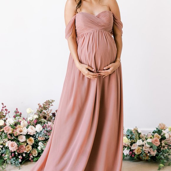 New Revelry Kennedy Maternity Bridesmaid Dress Size 4 Color Blushing Bride - Picture 1 of 3
